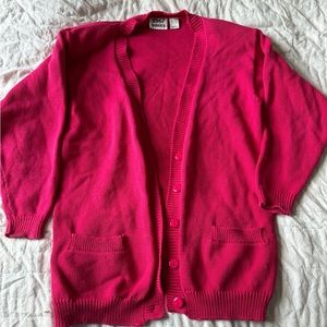 Vintage Cardigan Sweater 100% Cotton Pink Size Medium